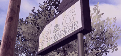 The sign for the A & G diner.