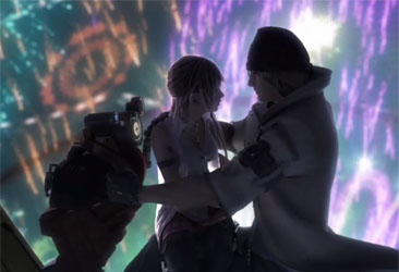 A cutscene from Final Fantasy 13.